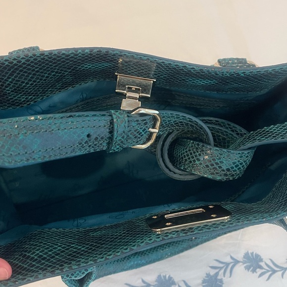 Cole Haan Kendra Tote Vintage Valise II Teal Snake Print - Picture 3 of 8